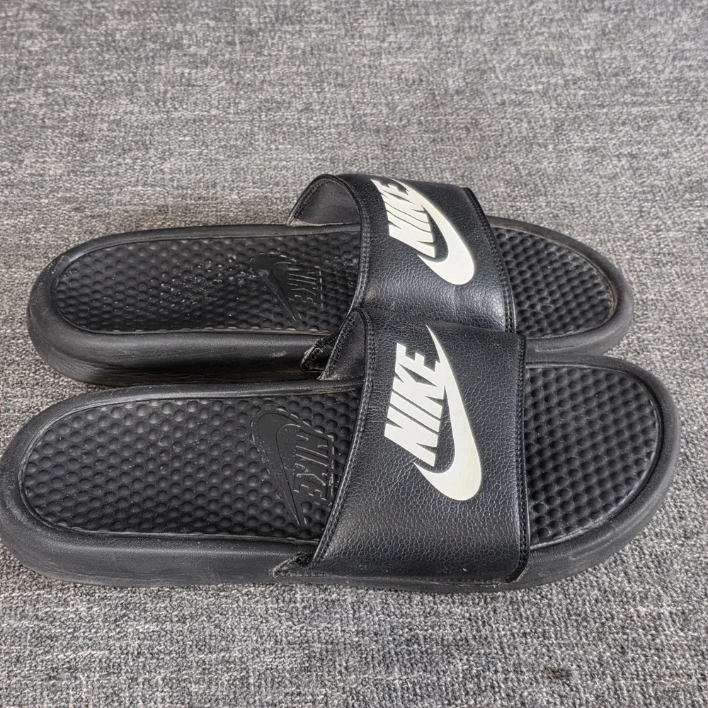 Nike Benassi JDI Men Black White Athletic Slide Sandals 343880-090 Size 10